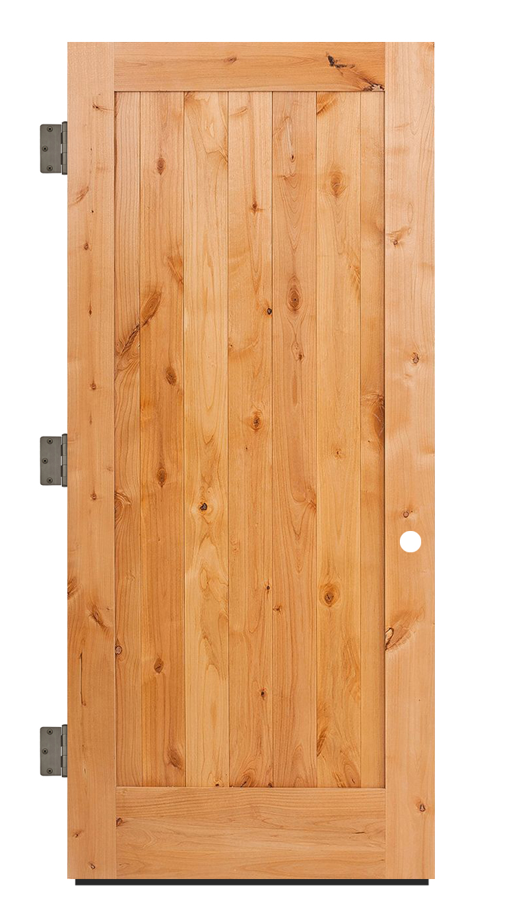 Vertical Lewiston Exterior Slab Door Rustica